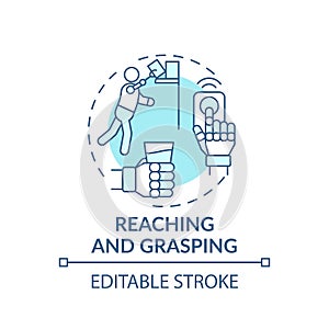 Reaching and grasping concept icon