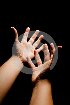 Reaching hands