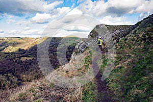 Reaching the peak above Thor\'s Cave, in Wetton, Staffordshire.