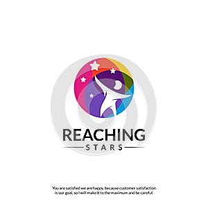 Reaching Stars Logo Design Template. Dream star logo. Emblem, Colorful, Creative Symbol, Icon