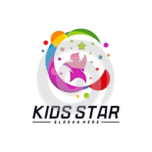 Reaching Stars Logo Design Template. Dream star logo. Kids Star Concept, Colorful, Creative Symbol