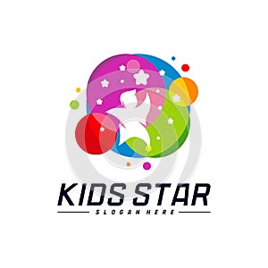 Reaching Stars Logo Design Template. Dream star logo. Kids Star Concept, Colorful, Creative Symbol