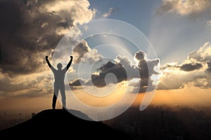 Reaching the summit of a mountain