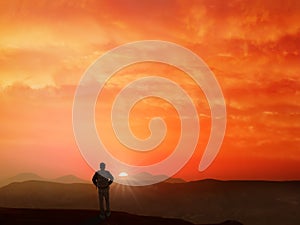 Reaching the summit of a mountain