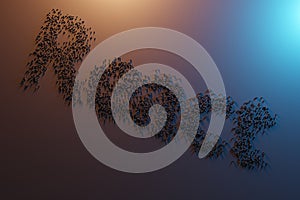React language. Programming web apps. Word React of the square pixels on a black background