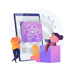 React native mobile app abstract concept vector illustration.