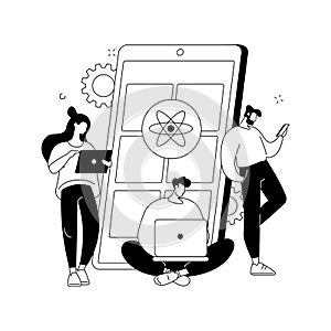 React native mobile app abstract concept vector illustration.