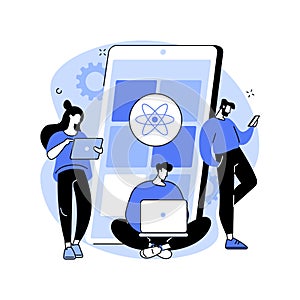 React native mobile app abstract concept vector illustration.