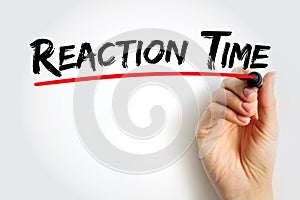 Reaction Time is a measure of the quickness with which an organism responds to some sort of stimulus, text concept background