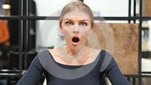 Reaction to Shock, Upset Girl with Open Mouth, Portrait