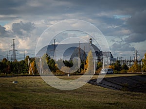 Reactor 4 at the Chernobyl nuclear power plant with a new sarcophagus.