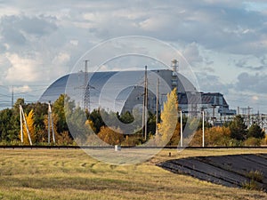 Reactor 4 at the Chernobyl nuclear power plant with a new sarcophagus.