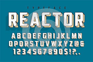 Reactor retro display font popart design, alphabet, letters