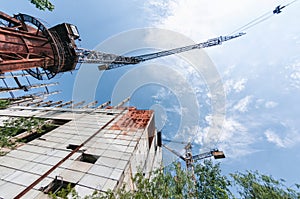 Reactors building 5 and 6 in Pripyat, Chernobyl exclusion Zone. Chernobyl Nuclear Power Plant Zone of Alienation in Ukraine