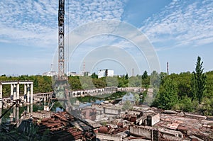 Reactors building 5 and 6 in Pripyat, Chernobyl exclusion Zone. Chernobyl Nuclear Power Plant Zone of Alienation in Ukraine