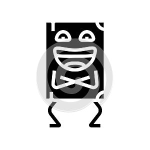 read book character glyph icon vector illustration