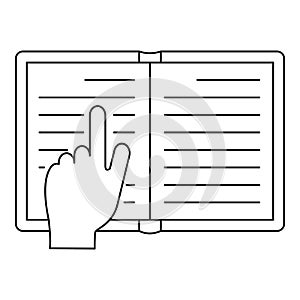 Read book icon, outline style