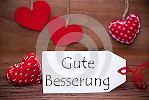 Read Hearts, Label, Gute Besserung Means Get Well Soon