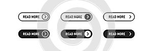 Read more button icon. Continue symbol, action design element in vector flat