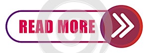 Read more button. Red arrow navigation. Website Vector element. Learn more click.