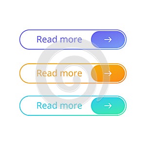 Read More colorful button set on white background. Flat line gradient button collection. Vector web element