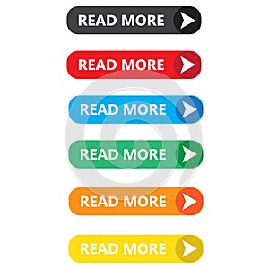 Read More colorful button set on white background. Read More button sign. flat style