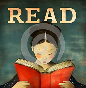 Read poster with a young girl reading