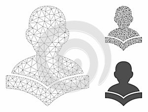 Reader Student Vector Mesh 2D Model and Triangle Mosaic Icon