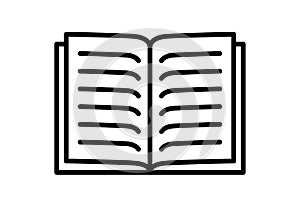 reading black line icon, open book, school vector illustration
