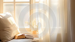 reading blurred interior window