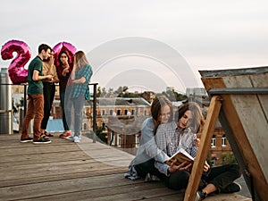 Reading book different lifestyle interests mocked photo