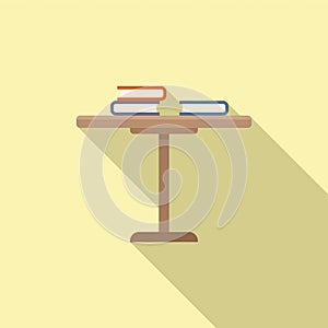 Reading book table icon flat vector. Office interior