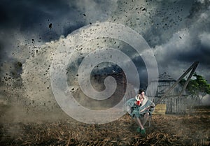 Reading a book in a tornado