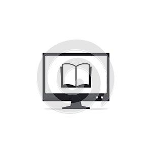 Reading books on the Internet, E-reading, Internet library, online book store, remote education Vector icon