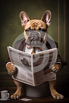 reading bulldog, AI generated