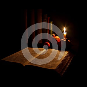 Reading by candlelight