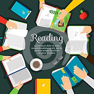 Reading club vector illustration
