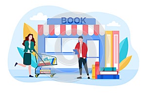 Reading and digital bookstore concept