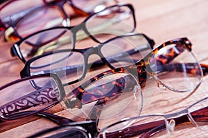 Reading glasses on table