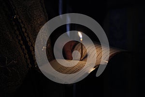 Reading hymns in church