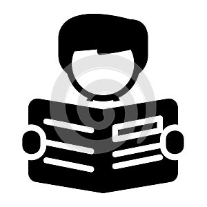 Reading icon in solid style for any projects