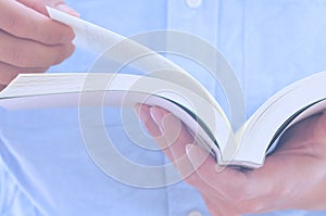 Reading, hand, open book