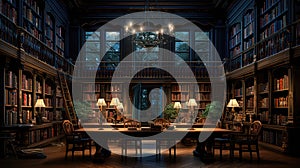 reading library at night