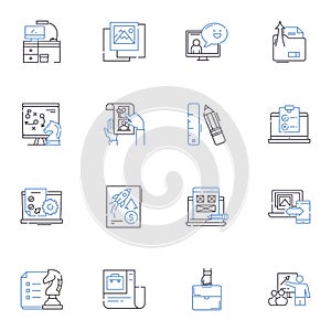 Reading line icons collection. Page-turner, Bibliophile, Immerse, Intriguing, Captivating, Engrossing, Knowledge vector photo