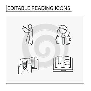 Reading line icons set