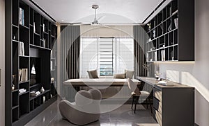 Reading Room modern and luxury style wall self furniture and indoor home decor interior design book self table chair