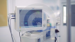 Readings of vital signs on a medical monitor are changing