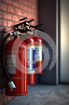 Ready for Emergency: Multiple Fire Extinguishers Mounted on Wall