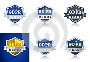 Ready for GDPR General Data Protection Regulation in EU - set of badges for internet business