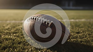 Ready for the kickoff, Close-up of an American football on the field